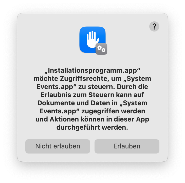 Berechtigungsdialog – System Events